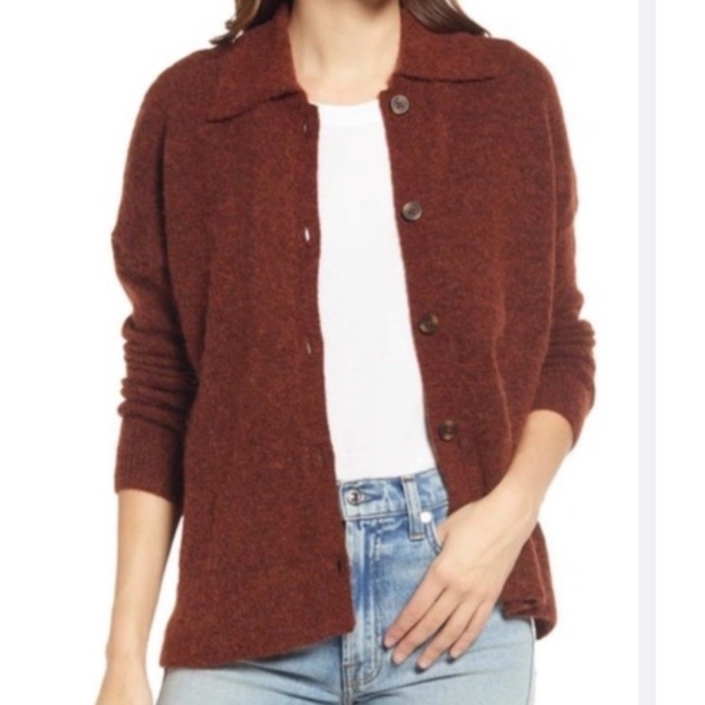 Madewell Carrabelle‎ Polo Collared Merino Wool Alpaca Button Up Sweater Size XS